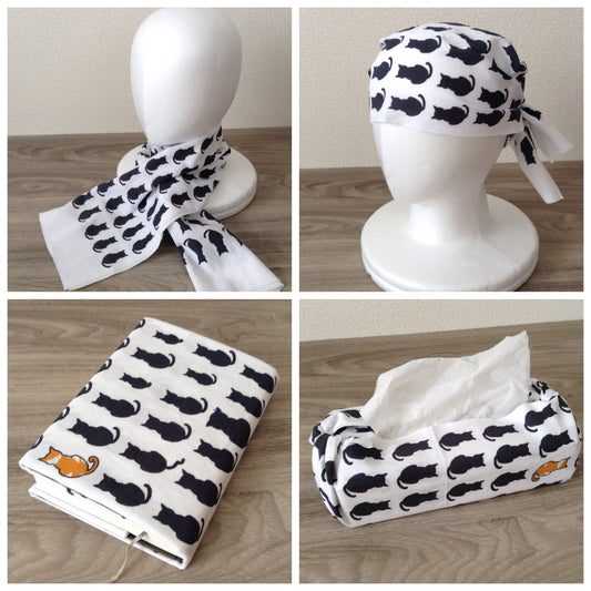 寝ている猫がいます!黒猫(たてVer.)手ぬぐい