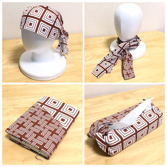 歌舞伎紋様「三枡と六弥太格子」の手ぬぐい