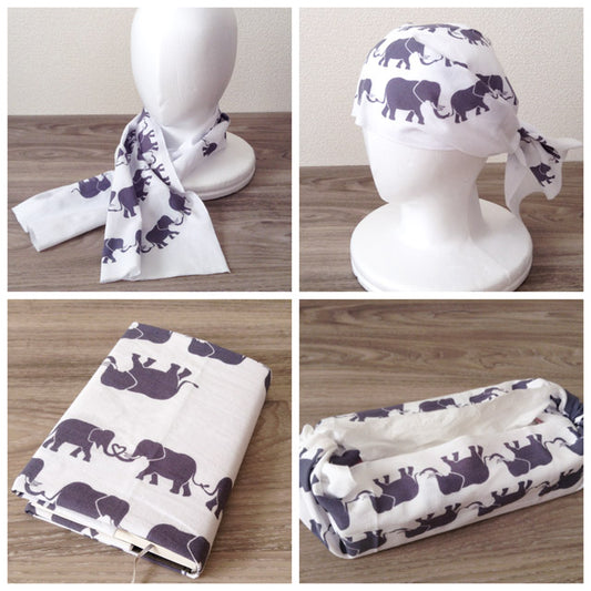 アフリカゾウの中にアジアゾウが1匹だけいる「象」の手ぬぐい